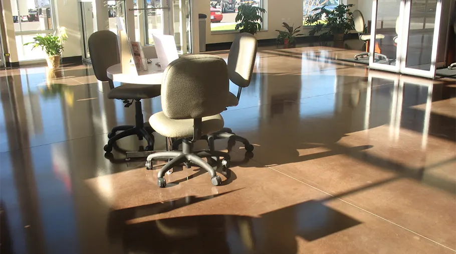 bank lobby sealed concrete floor