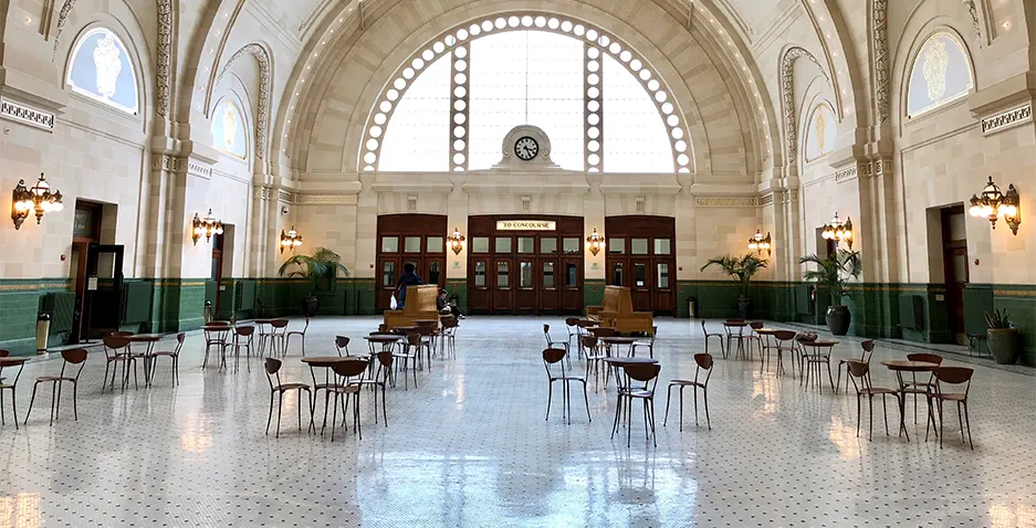 train station shiny floor