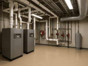 industrial HVAC small mechanical room floor